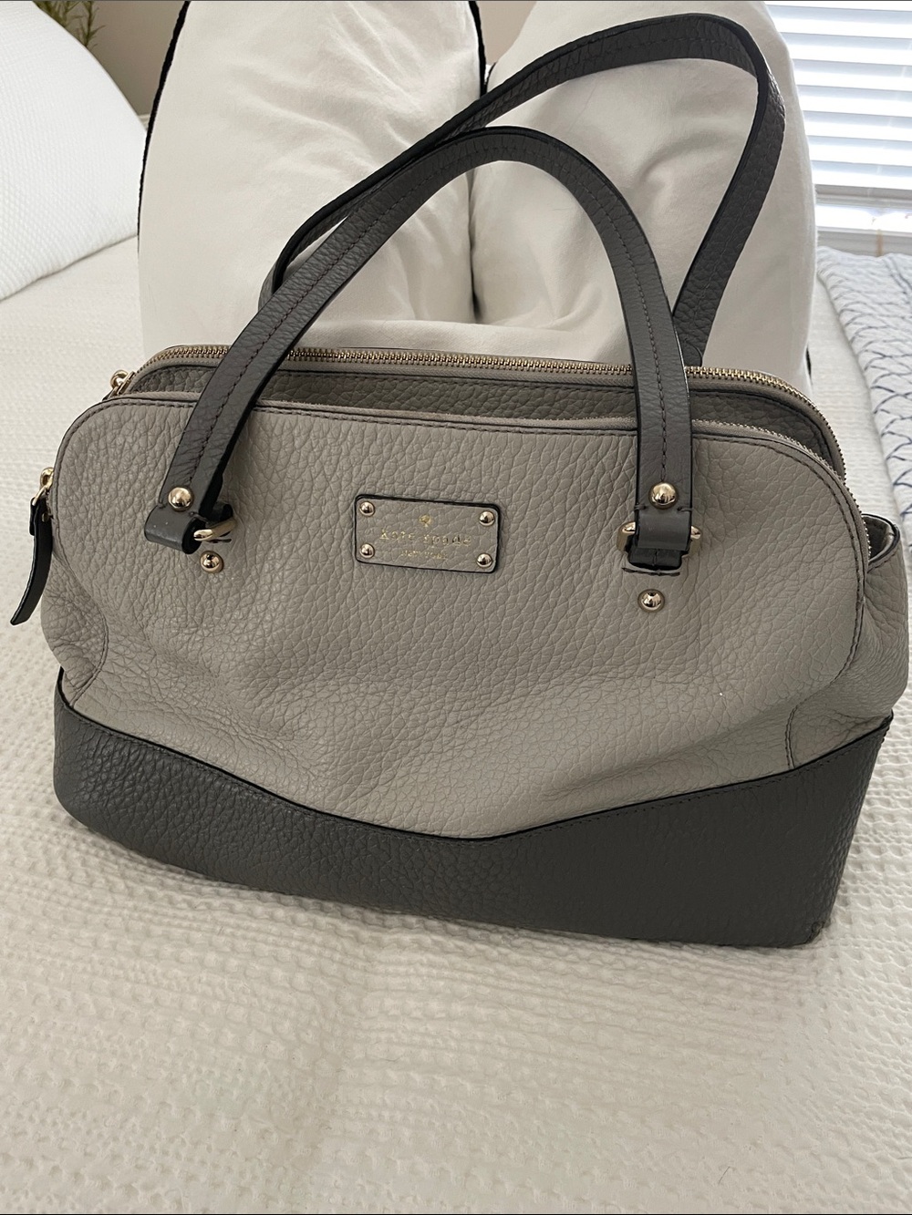 Kate Spade Two-Tone Gray Pebbled Leather Satchel
